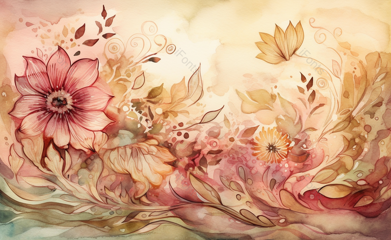 水彩唯美氛围花朵绽放背景图,插画/手绘图,插画/手绘图库,插画/手绘图下载,插画/手绘